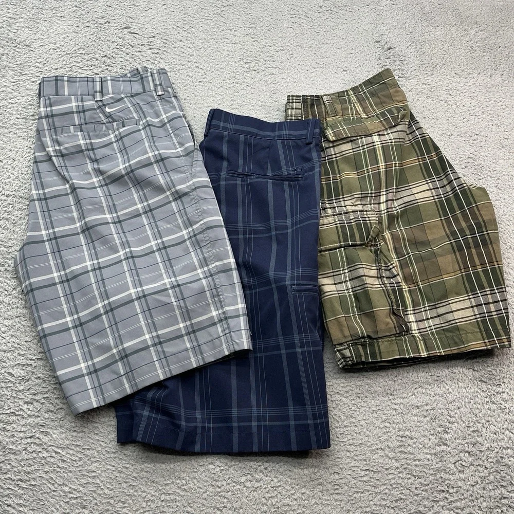 Plaid Shorts LOT OF 3 Mens 33/34 Nike Golf Dri-Fit Eddie Bauer Cargo, Grand Slam